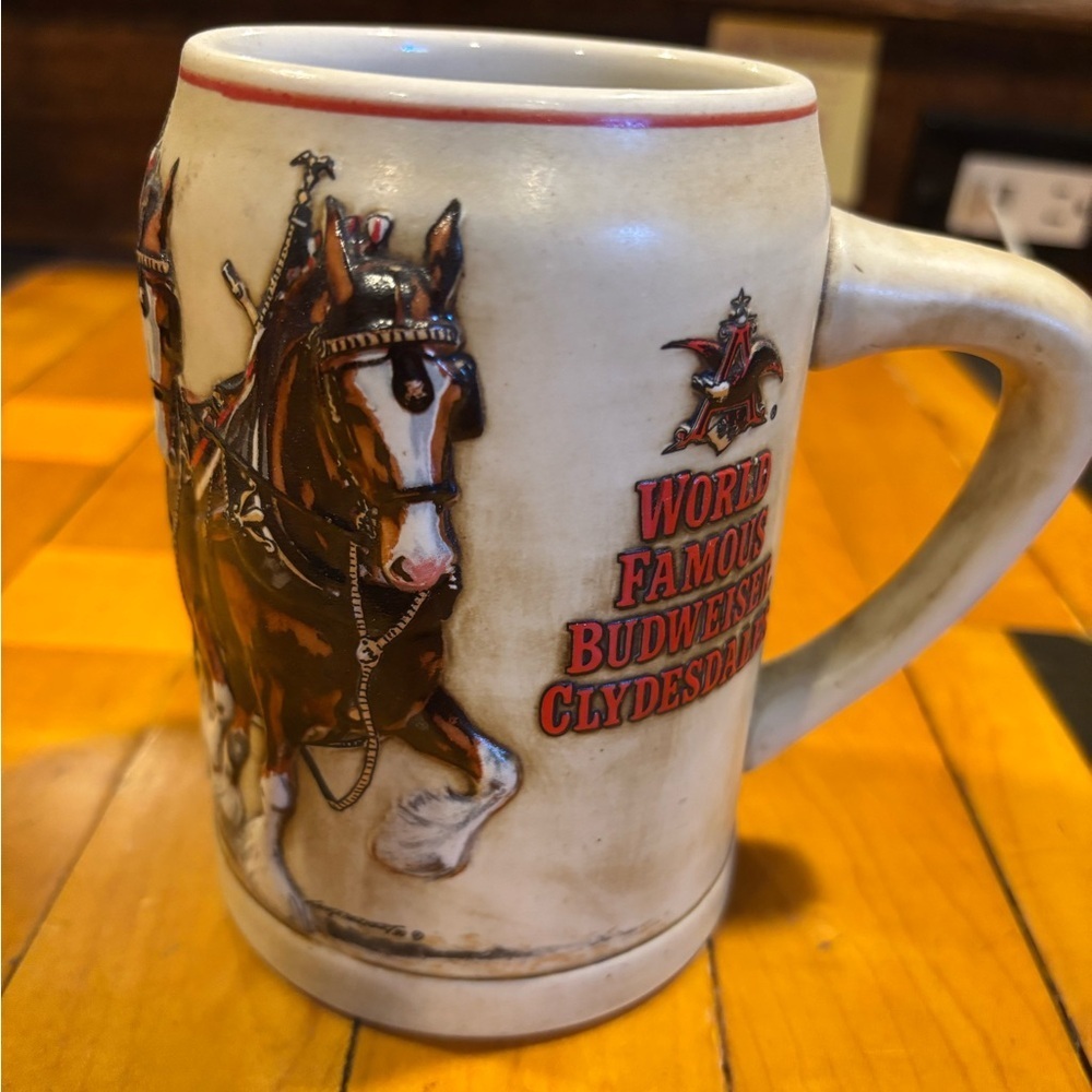 Budweiser Clydesdales Cream and Red Mug
